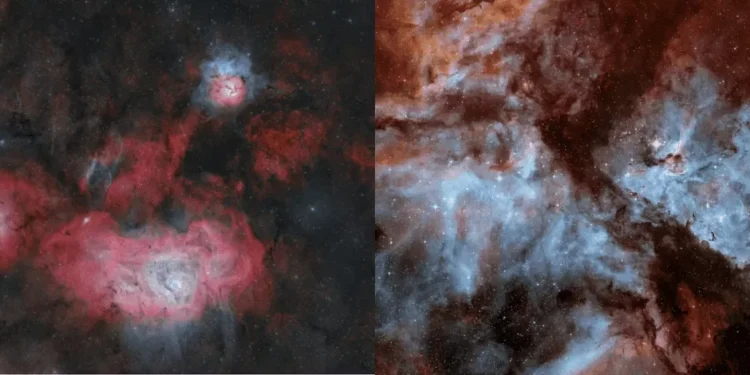 Trífida, Lagoa e Eta Carina nas Imagens Astronômicas da Semana