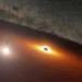 Galáxia com dois buracos negros gigantes dispara jato de plasma “quebrado”
